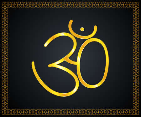 abstract artistic creative golden om text vector illustration