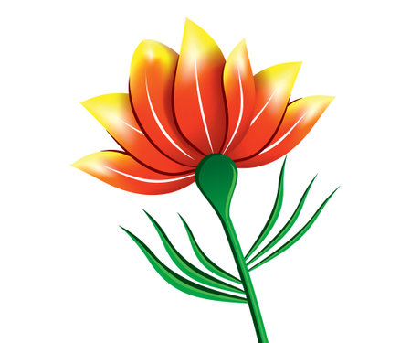 abstract artistic creative detailed yellow flower vector illustrationのイラスト素材