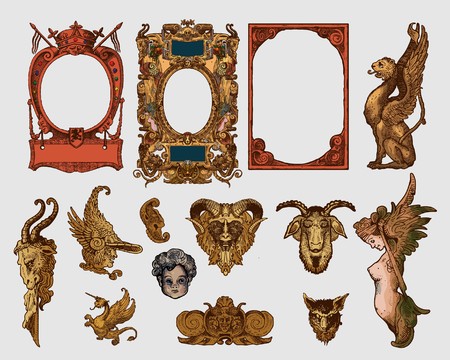 Heraldic frame design elementsのイラスト素材