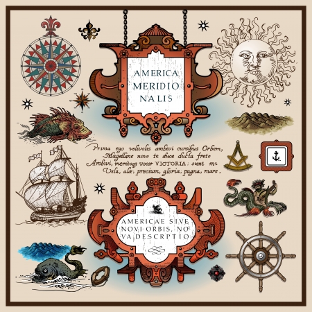antique map elementsのイラスト素材