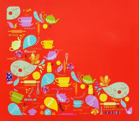 Biskuit on red backgroundの写真素材