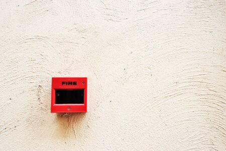 Fire alarm switch on wallの写真素材