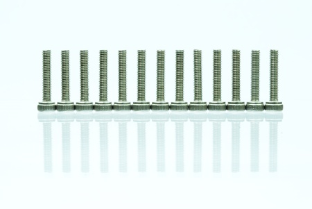Hex bolt M 4 row with shadow on isolated backgroundの写真素材