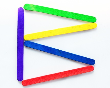 Colorful wood bar separated to B consonant on isolated whiteの写真素材