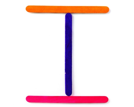 Colorful wood bar separated to I consonant on isolated whiteの写真素材