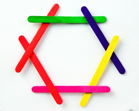 Colorful wood bar separated to O consonant on isolated whiteの写真素材