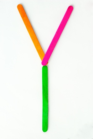 Colorful wood bar separated to Y consonant on isolated whiteの写真素材