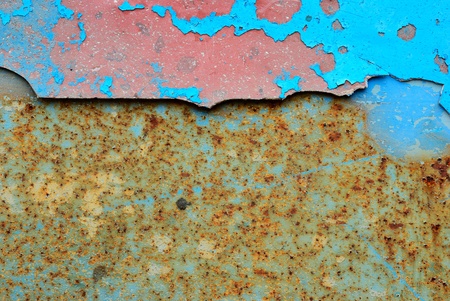 Blue stripe on the old truck with metal oxide