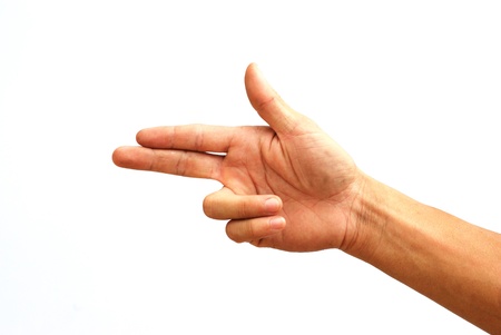Make the hand to gun sybbol on isolated background