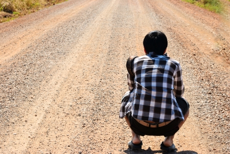 Photographer take a picture of the road landscape viewの写真素材