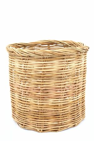 Rattan basket on isolated white good use for background