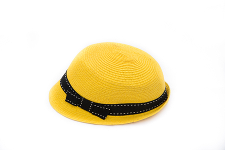 Yellow hat on isolated white background の写真素材