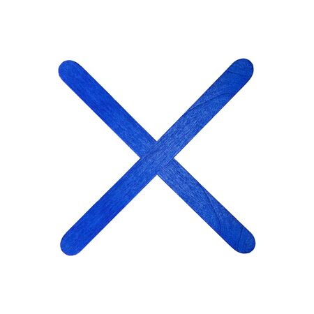 X English alphabet by blue wood on isolated white backgroundの写真素材