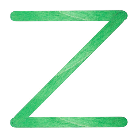 Z English alphabet by green wood on isolated white backgroundの写真素材