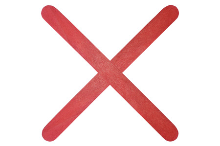 X English alphabet by red wood on isolated white backgroundの写真素材