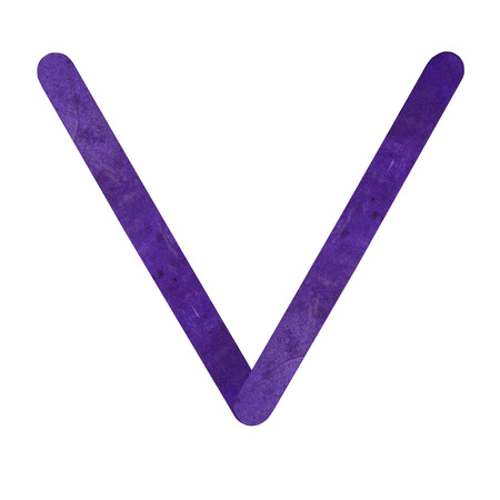 V English alphabet by violet wood on isolated white backgroundの写真素材