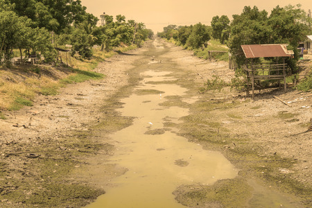 No water in the canal and crack soil for saving water projectの写真素材