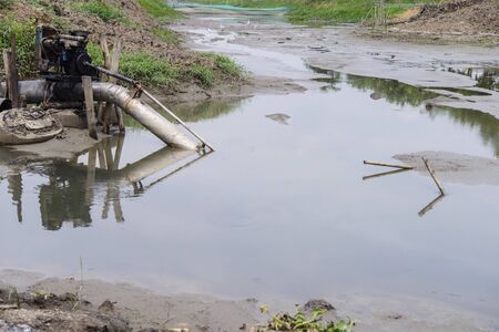 No water for pump with the old pump in the river