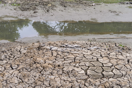 No water in the river and crack soil