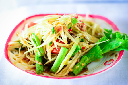  papaya salad with salted crabの写真素材