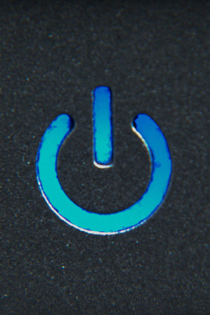 power button on a laptopの写真素材