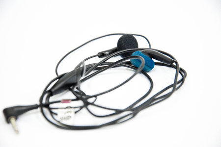 earphones isolated on whiteの写真素材