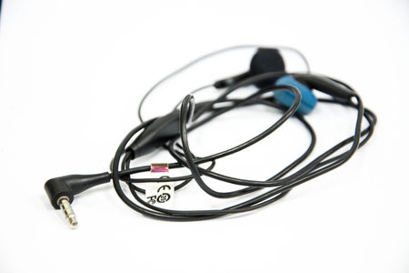 earphones isolated on whiteの写真素材