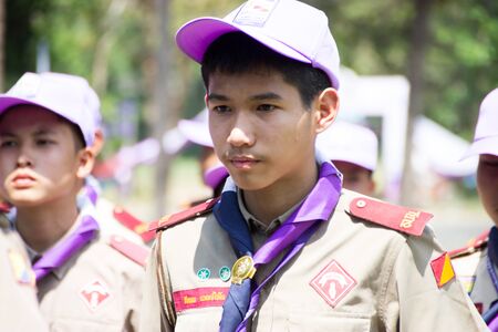 Chonburi, Thailand - April 4: unidentified Thai Boy Scout and in 20th THAILAND NATIONAL SCOUT JAMBOREE as part of the study on April 4,2015 in Vajiravudh Scout Camp, Chonburi, Thailand.のeditorial素材