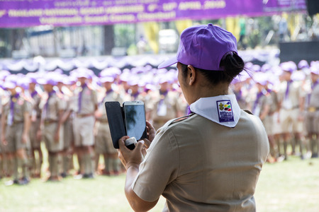 Chonburi, Thailand - April 4: unidentified Thai Scout in 20th THAILAND NATIONAL SCOUT JAMBOREE as...