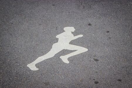 road marking on the way for runnersの写真素材