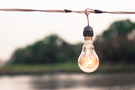 Tungsten lamp decorated so beautifully at the festival.の写真素材