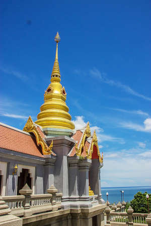 Golden Pagoda Thailand, Prachuap Khiri Khan, Bang Saphanの写真素材