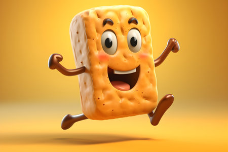 Cute and funny Bread Party, cartoon character mascot style. Perfect for food store, small business or e-Commerce, Generated AI illustration.の素材