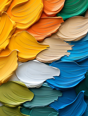 Abstract background made of multicolored ribbons. 3d renderingの素材