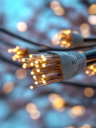 Electrical cable close-up on bokeh background. 3d renderingの素材