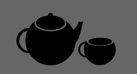 Teapot and cup of tea on a white background のイラスト素材