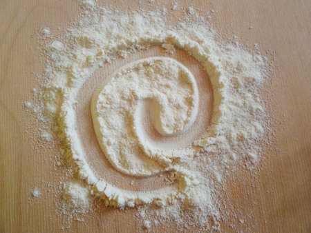Old wooden board with flour. Background. Photoの写真素材