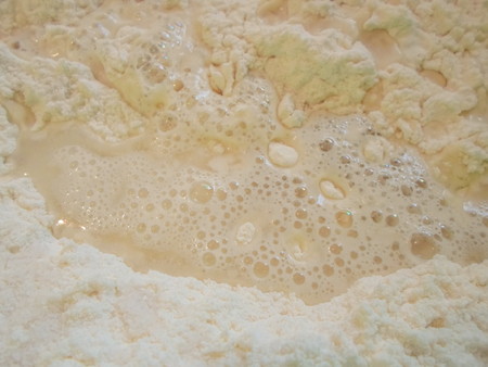 Wheat flour with water for making dough. Healthy foodの写真素材