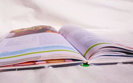 Open old book closeup backgroundの写真素材