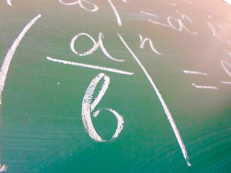 mathematical formulas on the green boardの写真素材