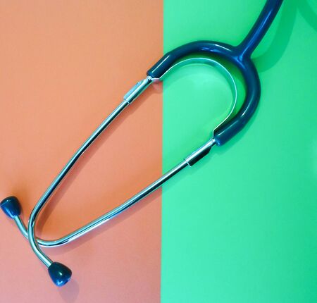 Top view a stethoscope on a dark blue background, medical and healthy concept.の写真素材