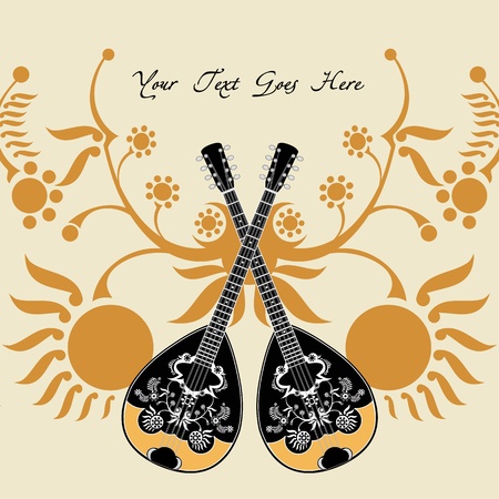 greek folk musical instrument composition with decorative backgroundのイラスト素材