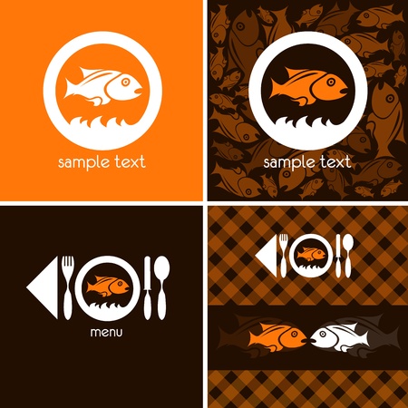 logo and background for fish companyのイラスト素材