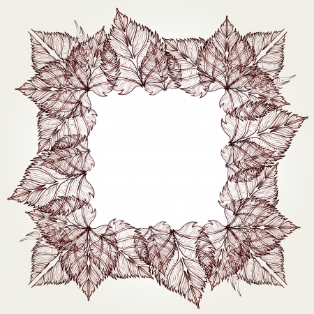 isolated autumnal leaves frame on clean backgroundのイラスト素材