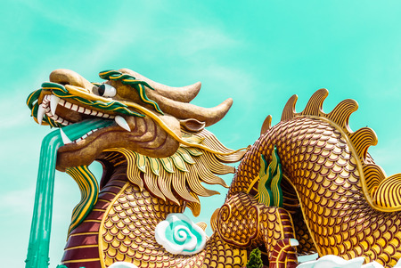 Dragon in Chinesse temple, Thailandの写真素材
