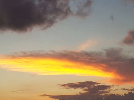 Orange And White Cloud, dramatic blue sky Background Before Sunset.