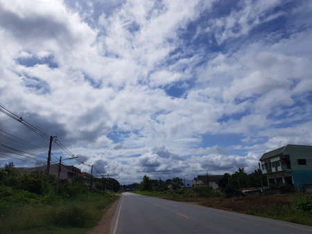 White clouds during day with clear blue sky background.の写真素材