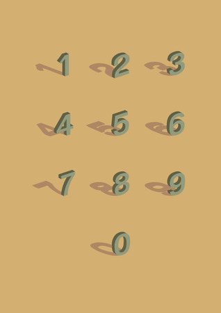 Vintage color style of 3D number with shadow.のイラスト素材