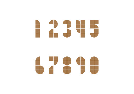 Two dimension geomatic style number in brown colorのイラスト素材