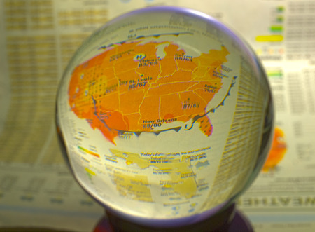 HDR Photo image of a weather map in a crystal ballの写真素材